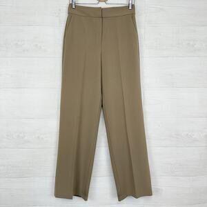 Theory Admiral Crepe High Waist Wide Leg Pants Size 4 Tan Neutral Office Preppy